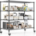 Homdox Heavy Duty Metal Shelves for Storage, 4 Tier Storage Racks and Shelving, Commercial Adjustable Wire Shelving Unit on Wheels, Garage Rack Pantry Shelves Kitchen Shelving, 24"x60"x72", Black