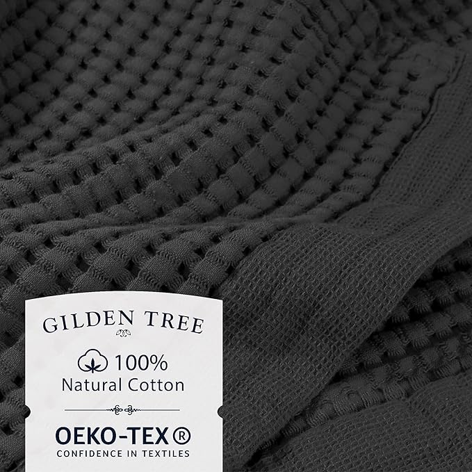 GILDEN TREE Waffle Bath Sheet Quick Dry Towel, Thin Luxury Bath Towels, Bath Sheets 40x80 Large Bath Towels, Modern Style (Faded Black)