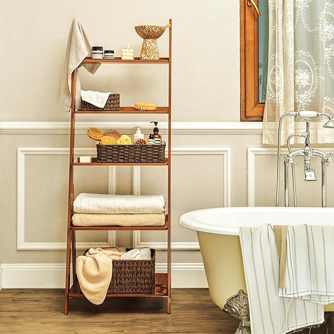 GRANNY SAYS Wicker Baskets for Shelves, Wicker Baskets for Storage, Waterproof Toilet Basket Tank Topper, Basket Organizer with Handle, Toilet Paper Basket for Back of Toilet, 14¼" x 6½" x 4¼", Brown