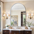 Arched Mirror 26"x38", Bathroom Mirror, Wall Mounted Vanity Mirror with Arch Metal Frame for Bathroom, Over Sink, Bedroom, Living Room, Deep Frame, Silver