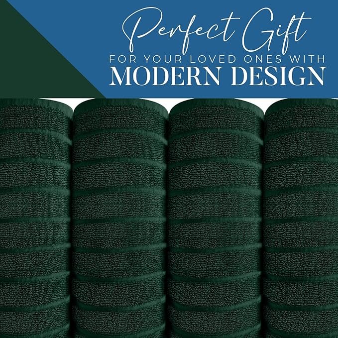 DAN RIVER Pack of 2 Bath Sheet 35x70 Inches, Ribbed Oversized Bath Towels Extra Large, Organic Cotton Towels for Bathroom - Hunter Green