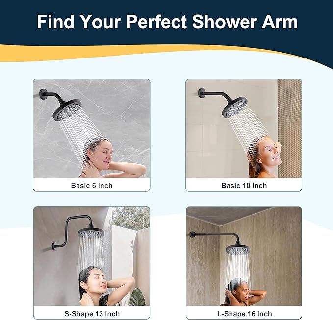 BRIGHT SHOWERS Brass Shower Arm with Flange 6 Inch Wall Mounted Shower Pipe Arm Extension for Fixed Shower Head and Handheld Showerhead, Oil-Rubbed Bronze