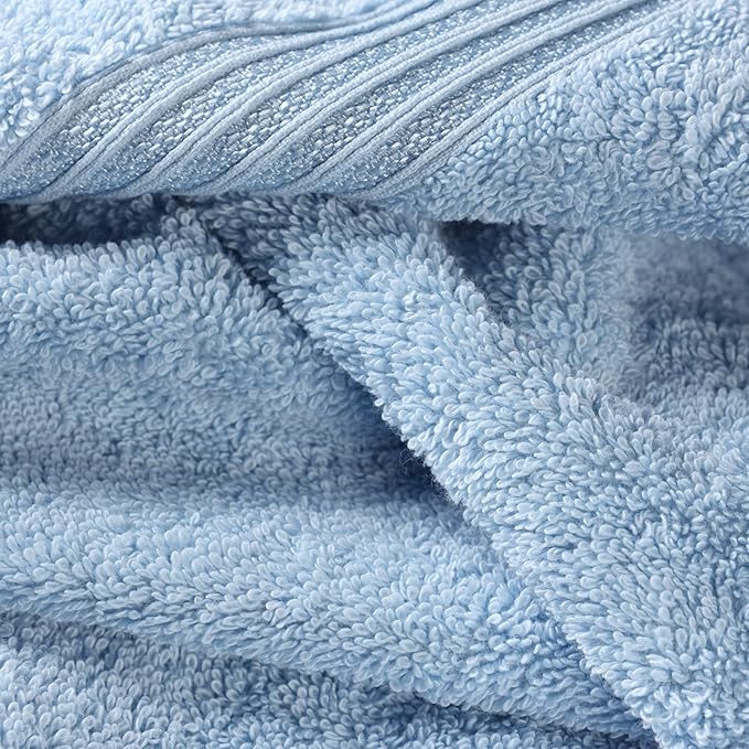 Superior Egyptian Cotton Bath Towel Set, Home Bathroom Towels, Master, Guest Bath, Decor Essentials, Quick Dry, Absorbent, Large Body Towels, Spa, Hotel, Resort, Adult, Kids, Set of 2, Light Blue