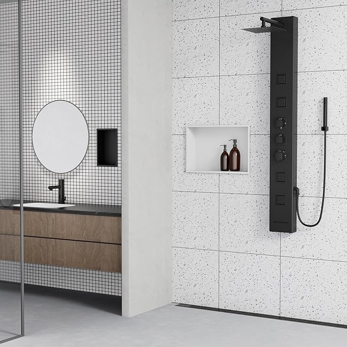Achelous Stainless Steel Insert Shower Niche 18" X 12" NO Tile Needed, Recessed Shower Shelf Organizer, Matte White