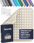 homerella® Shower Mat Non Slip Anti Mold, Non Slip Shower Mats for Inside Shower Stall Anti Slip Mat, Square Shower Floor Mat 21 x 21 in with Suction Cups & Hooks for Quick Drying, Machine Washable