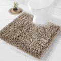 Yimobra Toilet Rugs U Shaped Washable, Extra Thick Soft Absorbent Chenille Contour Bathroom Rugs for Toilet 24x24 Inch, Quick Dry Non Slip Toilet Mat for Bath Floor, Camel