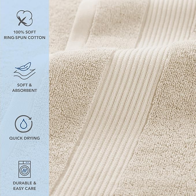 Arkwright Bathroom Hand Towels Set of 6 - Super Soft 100% Cotton, 600 GSM Quick Dry & Absorbent, Luxury Bath Essentials for Hotels, Spa, Hosts, and Vacation Rentals, Alabaster Ivory
