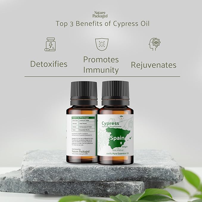 Cypress Essential Oil - Direct from Essential Oils SL in Mediterranean Spain - Aceite de Ciprés for Diffuser, 100% Pure Therapeutic Grade - Aromatheraphy, Skincare (15ml)