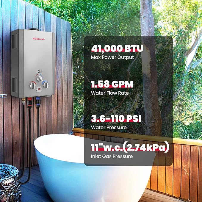 Gasland BE158S 1.58GPM 6L Outdoor Portable Propane Gas Tankless Water Heater