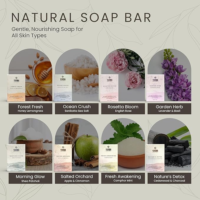 Handmade Women’s Body Soaps 5 OZ Pack of 8 – Long-Lasting Natural Bar Soap – Luxurious Aromatherapy Scents – Moisturizing Herbal Skincare – Gift Set – The Pure Balance