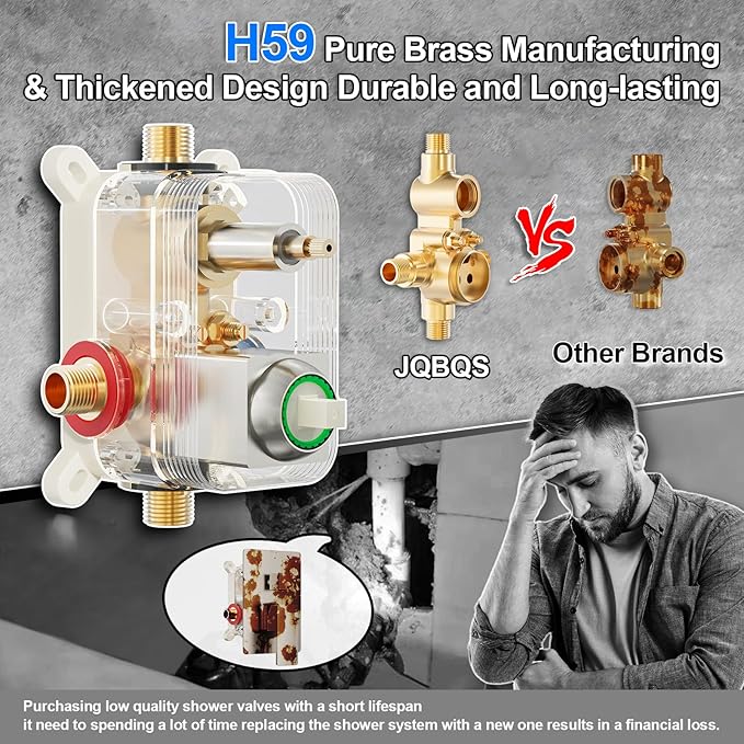 Shower System Modern Rain 8 inches Brass Faucet Set With Valve and Diverter Shower Mixer With Handheld High Pressure Square Rainfall Shower Valve (8'' Wall Mount, Brushed Nickel)