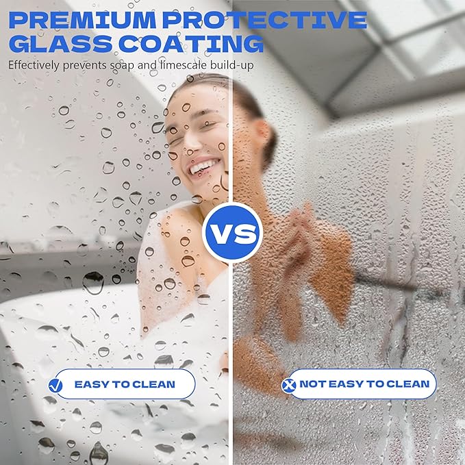 Bathtub Shower Door, 30" W X 58" H Fixed Tub Glass Panel with Clamps, 1/4"(6mm) Clear Tempered Frameless Shower Glass Door, Tub Shower Doors in Polished Chrome Finish