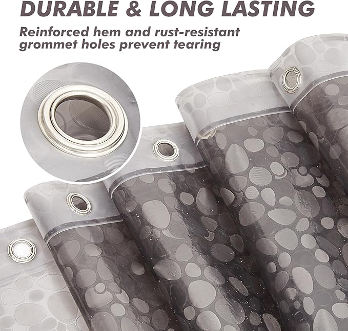 Bostofy Waterproof Shower Curtain Liner EVA 8G - Rust-Proof Hooks, Heavy-Duty Magnets - Enhance Your Bathroom with Durability and Elegance, 72L x 84H Inches