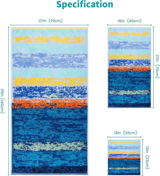 SEMAXE 12-Piece Family Bathroom Towel Set - 100% Cotton, 4 Bath Towels, 4 Hand Towels, 4 Washcloths, Ultra-Soft and Super Absorbent, Lighter Weight