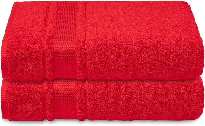 Melissa Linen, 2 Piece Hand Towel Set, 100% Turkish Cotton Face Hand Towels for Bathroom, 20 in x 35 in, Absorbent, Quick Dry, Durable and Soft, Spa and Hotel Quality, Red