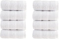 HALLEY Turkish 8 Pack Premium Washcloths (8 Pieces) 650 GSM Highly Absorbent Super Soft 100% Cotton - 8 Washcloths (White)