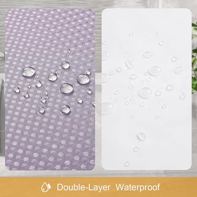 3 in 1 Extra Long Purple Shower Curtain Set-72 W x 84 H, Lavender Waffle and PEVA Liner Set with 12 Stainless Steel Hooks, Waterproof Fabric for Bathroom