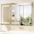 TokeShimi 48 x 32 Lighted Bathroom Medicine Cabinet with Mirror Tempered, 3 Color LED Mirror with Storage with Stepless Dimming, CRI 80+ Anti-Fog, Memory Funtion, Wall Mirrored Medicine Cabinet