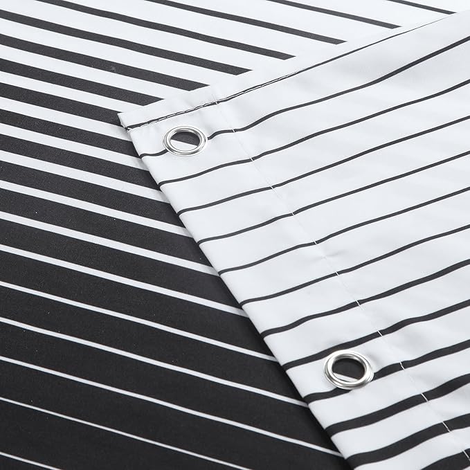 Black Shower Curtain, Modern Black and White Gradient Vertical Stripe Waterproof Polyester Shower Curtains for Bathroom, 72x72 Inches