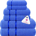 CASA COPENHAGEN Eternal 6 Pieces Towel Set- Electric Blue, 500 GSM 2 Bath Towel 2 Hand Towel 2 Washcloth, Designed in Denmark Made of Soft Egyptian Cotton for Bathroom, Kitchen & Shower