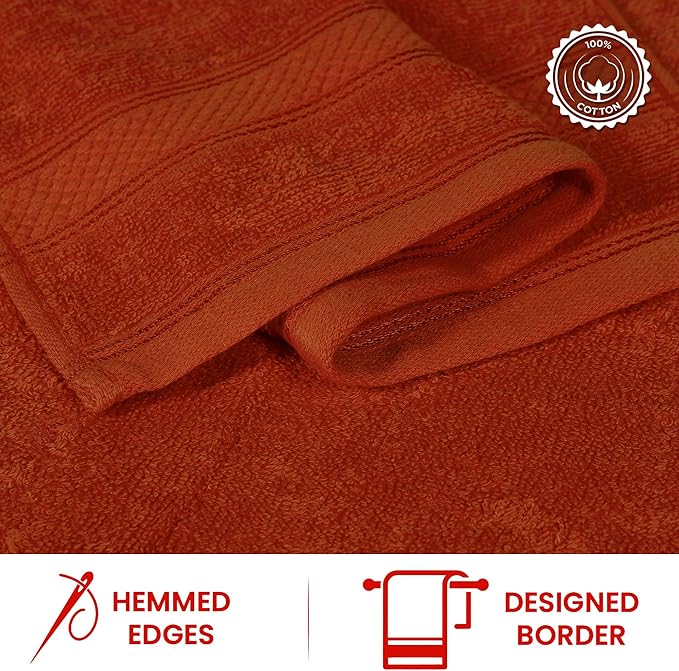 Casa Lino Face Towels & Body Wash Cloths for Showering - 100% Cotton Wash Cloths for Bathroom - Highly Absorbent & Quick Drying Washcloth Set - Cotton Washcloths 24 Pack (12" x 12") - (Coral Orange)