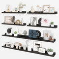 Axeman Picture Ledge Shelf, Floating Shelves for Wall Decor Storage Set of 6, 55 inch Floating Wall Mounted Shelves, Shelves with Lip for Living Room, Bedroom, Nursery, Bathroom, Kitchen, Black