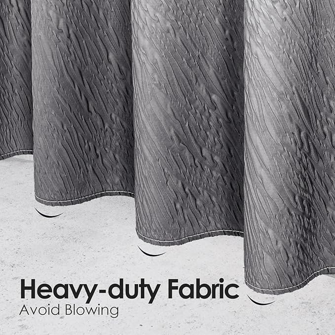 MitoVilla Grey Ombre Fabric Shower Curtain 72 x 78, Farmhouse Long Modern Geometric Cloth Shower Curtain for Bathroom Decor, Luxury Marble Textured, 78 inch Long