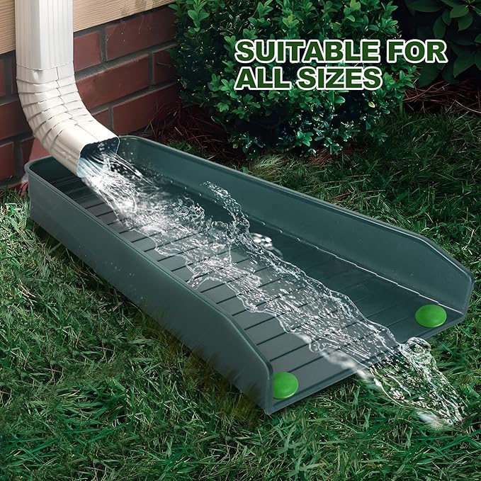 Gutter Downspout Splash Block,16.3"Drain Gutter Guard Diverter,Gutter Downspout Extensions for Water Drainage, Fixable Down Spout Drain Trays,Drainage to Protect House Foundations (2PC White)