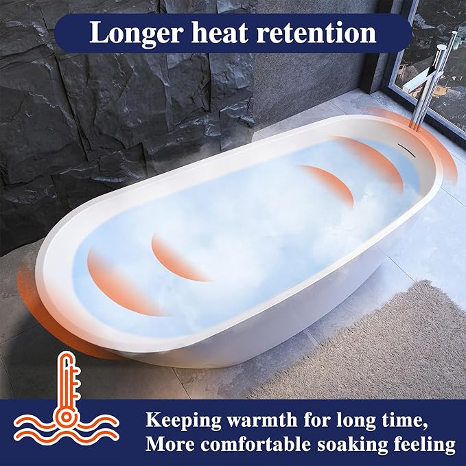 67" Acrylic Free Standing Tub, Stand Alone Tub, Freestanding Bathtub, Soaking Bathtub, cUPC Certified, CM(Glossy White)