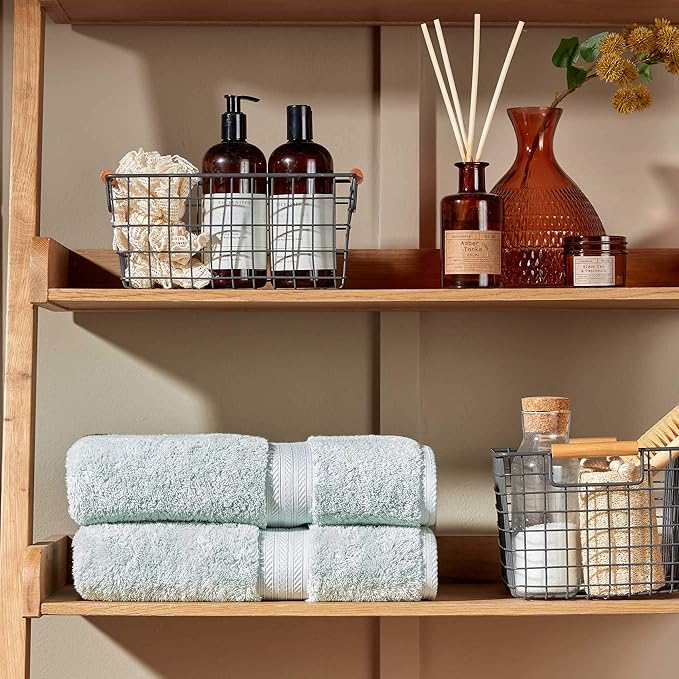 Christy Renaissance 6 Piece Blue Towel Set | 100% Egyptian Cotton | Luxury Bathroom Towels | Soft and Super Absorbent | 675 GSM | 2 Bath Sheet 2 Bath 2 Hand | Eggshell