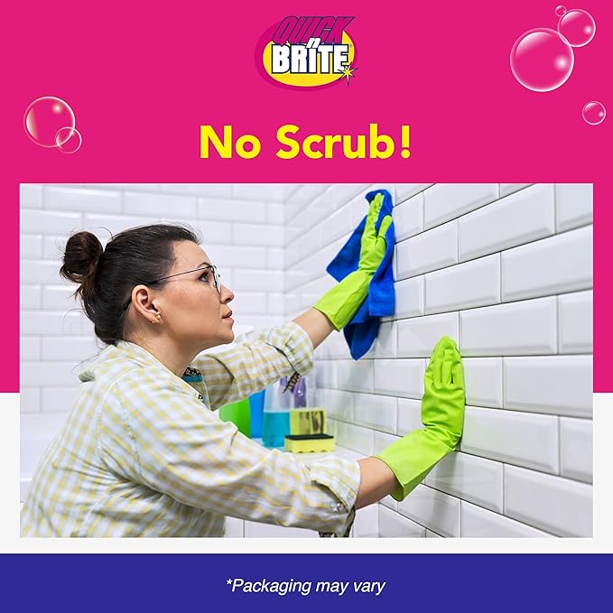 Quick 'n Brite Scum Off Shower Cleaner - No Scrub, No Harsh Chemical Daily Shower Cleaner, Multi-Surface All-Purpose Cleaner 16 Oz - Pack of 2 (Packaging May Vary)