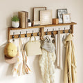 AMBIRD Coat Rack Wall Mounted with Shelf, Coat Hooks Wall Mounted, Wall Hooks for Hanging in Entryway, Living Room, Bathroom, Bedroom (Brown)