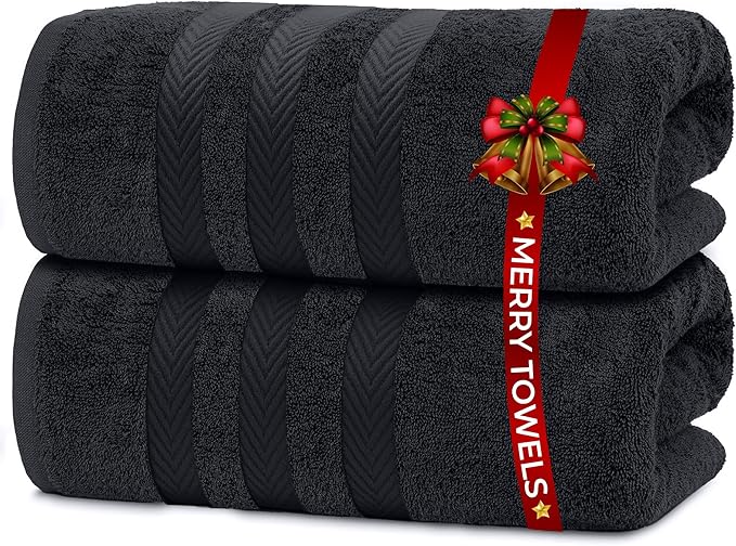RIVERSIDE Pack of 2 Extra Large Bath Sheets 35 x 70 Inches - 100% Ring Spun Cotton Hotel Quality Oversized Bath Towels - Super Soft, Highly Absorbent & Quicker to Dry - Charcoal