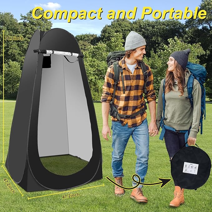 Portable Hot Shower Tent for Camping,Pop Up Privacy Tent with Rechargeable Camping Shower with 2000w Immersion Water Heater