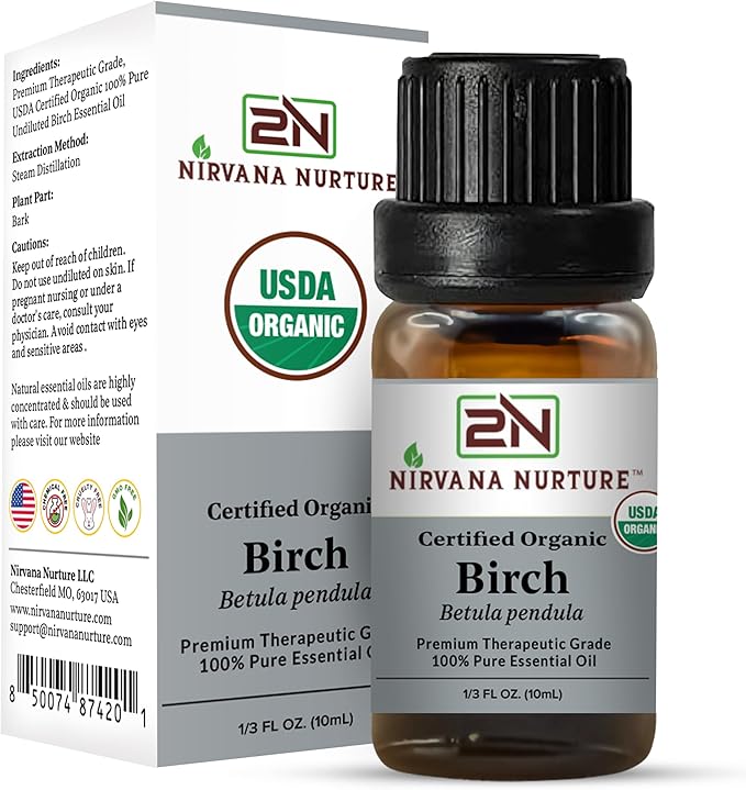 Birch Essential Oil USDA Certified Organic, 100% Pure Natural Premium Grade, Undiluted