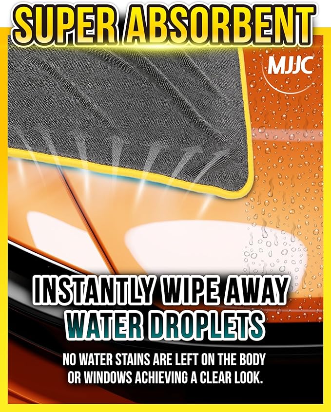 MJJC Pro Dryer Plush Silk Microfiber Drying Towel (2 Size Set (20” x 20”) + (30” x 36”)) Cars,Trucks, SUVs, RVs, Home