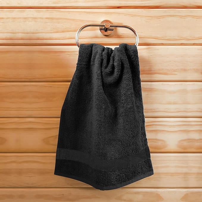Utopia Towels, Salon Towel, Pack of 12, Not Bleach Proof, 16 by 27 Inches, Highly Absorbent Cotton Towels for Hand, Gym, Beauty, Spa, and Home Hair Care, Black