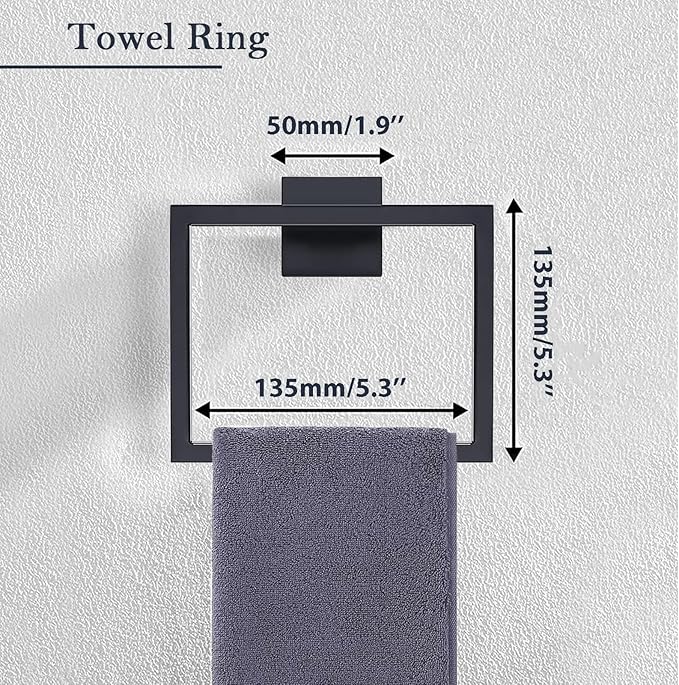 Matte Black Bathroom Accessories Set, 22.2 Inch Bath Towel Bar Set, Stainless Steel Bathroom Hardware Set, Towel Racks for Bathroom Wall Mounted