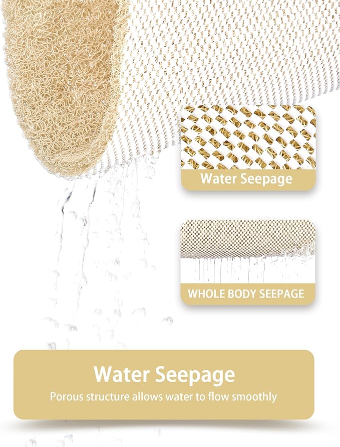 Non Slip Shower Mats for Inside Shower, 17x30 Inch, Anti-Slip Bathtub Mats for Bathroom, Foot Scrubber Loofah Bath Mats for Shower, Quick Drying Shower Stall Mats for Wet Areas (Beige)