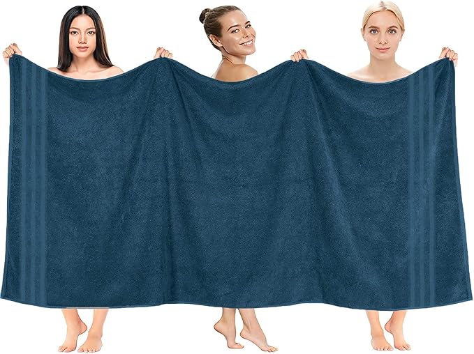 DAN RIVER 2 Pack Luxury Bath Sheets 35x70, 600 GSM, Soft & Quick Dry 100% Ring Spun Cotton Towels Ideal for Hotels, Spas, Gyms & Salons Extra Large, Opal Blue