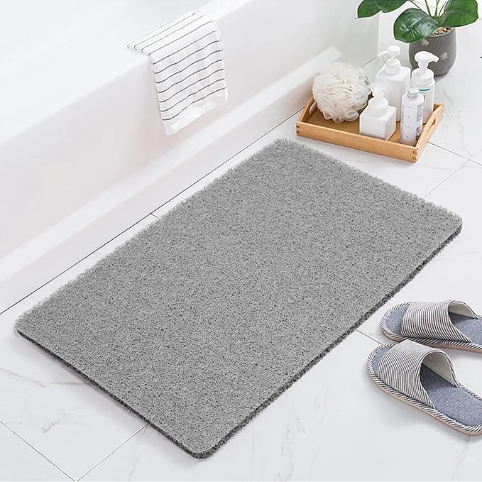 Joyhalo Bathtub Mat Non Slip, Bath Mat for Tub, Shower Mats for Inside Shower, 17x24 Inch, PVC Loofah Bathroom Mats for Wet Areas, Quick Drying, Grey