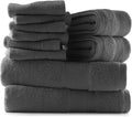 Hearth & Harbor Bath Towels for Bathroom - 100% Ring Spun Cotton Luxury Bathroom Towels - Ultra Soft & Highly Absorbent, Bath Towels Set of 10 - Dark Gray