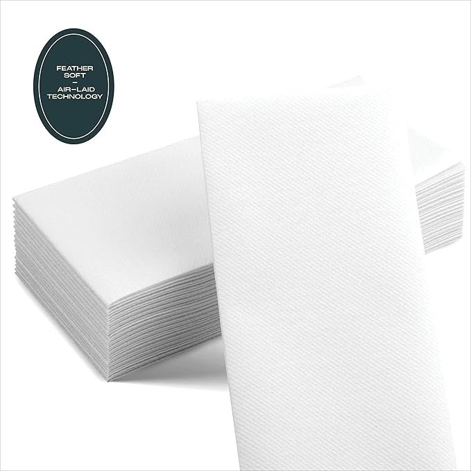 300-Pack Servietto Disposable Linen-Feel Guest Towels - 12" x 17" Disposable Cloth-Like Hand Towels - Made In USA, Soft and Absorbent Paper Napkin for Kitchen, Bathroom, Party, Wedding, Or Event