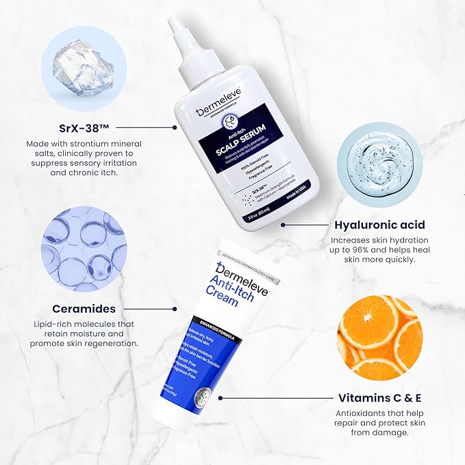 Dermeleve Steroid Free Anti-Itch Cream | Extra Strength for Psoriasis, Seborrheic Dermatitis, Viral Rash, Bug Bites, Allergy, Chronic Hives, Neuropathy (Nerve) | Full Body Itch Relief | 4 oz (1 Pack)