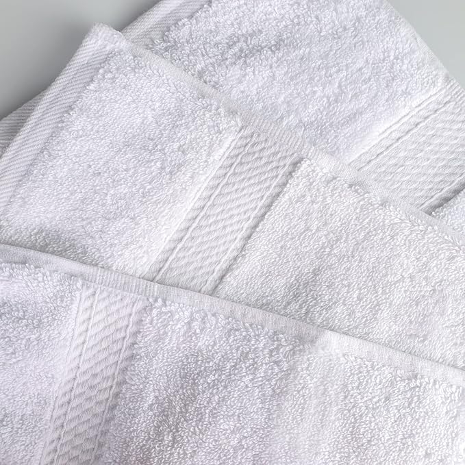 BLUENILEMILLS Madison Egyptian Cotton Towels, Towel Set for Bathroom, Shower, Hotel, Plush, 800 GSM, Highly Absorbent and Ultra-Soft Towels, Bath Essentials, 8 Piece Assorted Towel Set, White