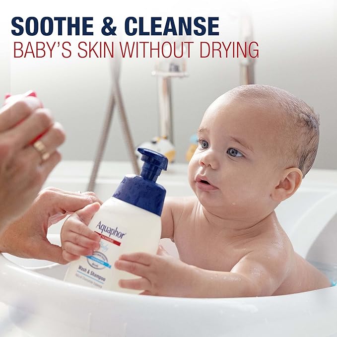 Aquaphor Baby Wash and Shampoo, Unscented Baby Shampoo and Wash, Holiday Gifts, 25.4 Fl Oz Pump Bottle