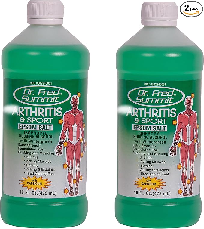 Sport Epsom Salt Rubbing Alcohol 16oz (Pack of 2)