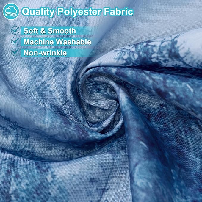 ORTIGIA 84 Inch Long Blue Misty Forest Shower Curtain for Bathroom, Nature Woodland Shower Curtain Set with Hooks, Decorative Pine Tree Fog Magic Bath Curtain, Waterproof Fabric, Weighted, 72x84