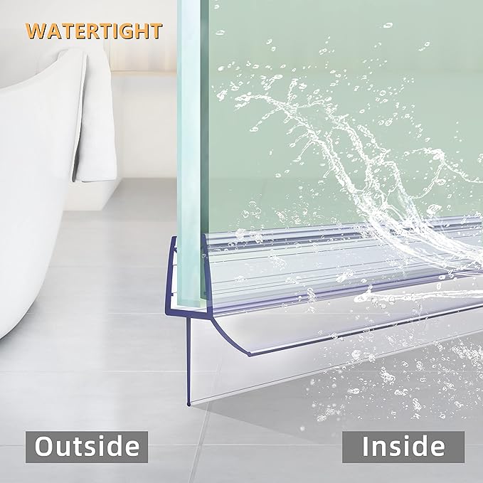 Shower Door Bottom Seal 2-Pack, 36"(914mm) Long PVC Strips with Drip Rail for 5/16"(8mm) Glass Door, Prevent Water from Spilling and Keeps The Room Clean