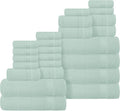 Belizzi Home 100% Cotton Towel Set, Contains 6 Soft Bath Towel, 6 Hand Towels, 12 Wash Cloths - Compact Absorbent Lightweight & Quickdry Towels for Bathroom - 24 Piece Bathroom Towel Set - Sea Green